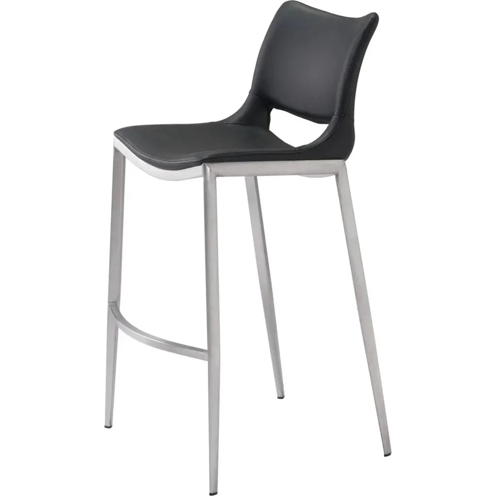 Zuo Modern Ace Black & Silver Bar Chair (Set of 2)