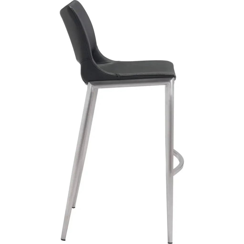Zuo Modern Ace Black & Silver Bar Chair (Set of 2)