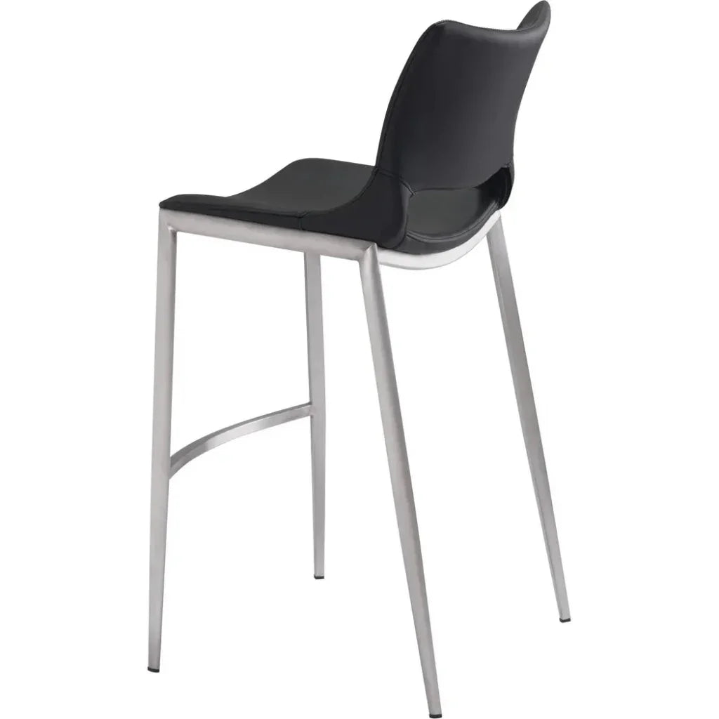 Zuo Modern Ace Black & Silver Bar Chair (Set of 2)