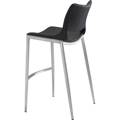 Zuo Modern Ace Black & Silver Bar Chair (Set of 2)