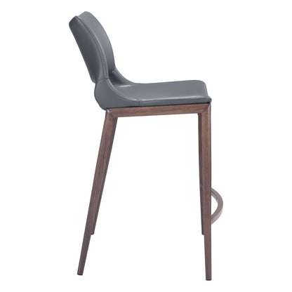 Ace Counter Chair (Set of 2) Dark Gray & Walnut Counter Stools LOOMLAN By Zuo Modern