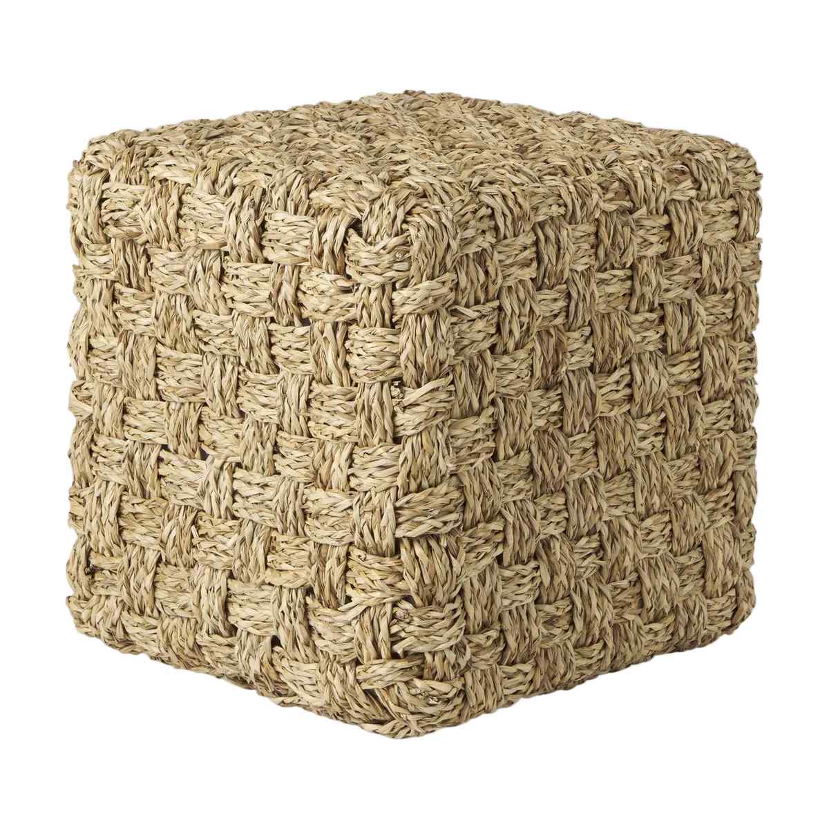 Mercana Adele Brown Seagrass Woven Pouf