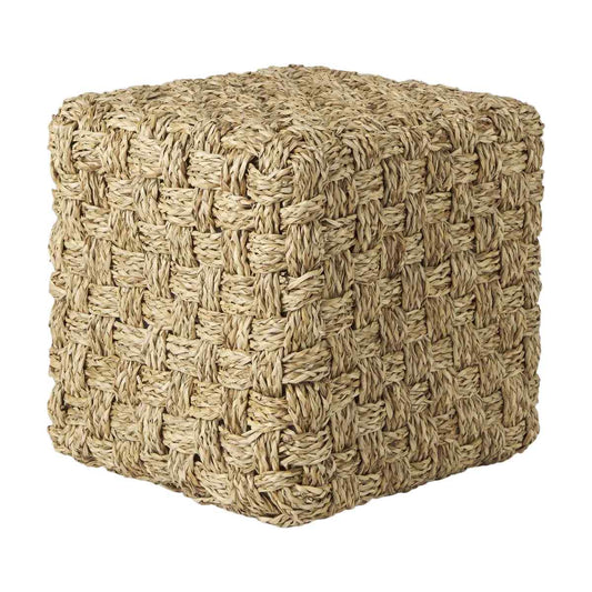Mercana Adele Brown Seagrass Woven Pouf