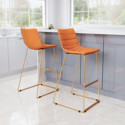 Zuo Modern Adele Orange Fabric Barstool 2PC