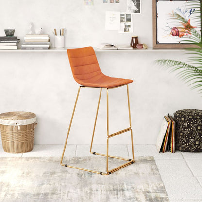 Zuo Modern Adele Orange Fabric Barstool 2PC