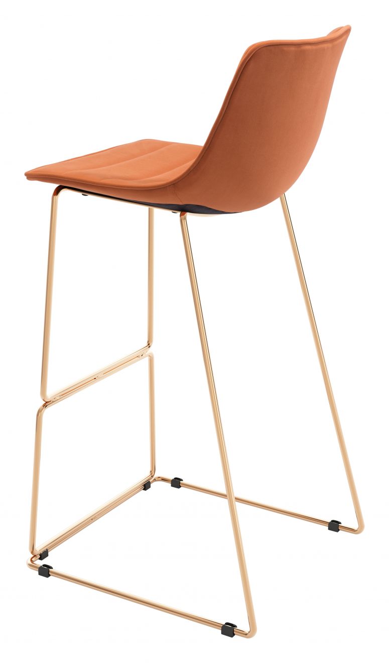 Zuo Modern Adele Orange Fabric Barstool 2PC