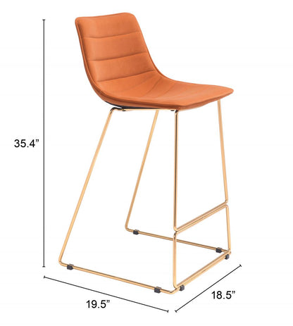 Zuo Modern Adele Orange Fabric Barstool 2PC