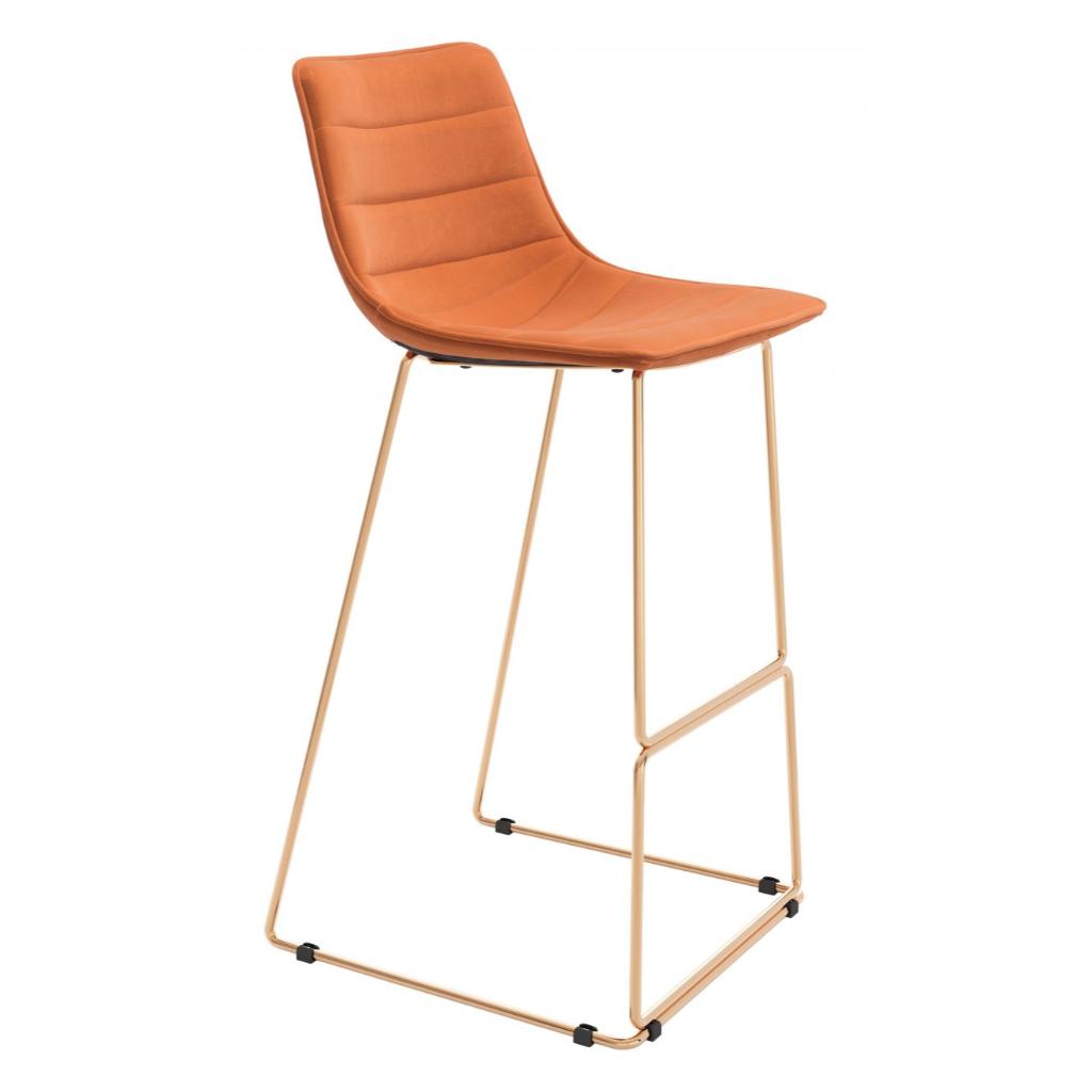 Zuo Modern Adele Orange Fabric Barstool 2PC