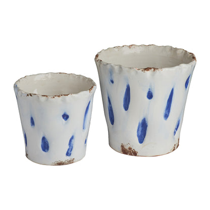 Aegean Blue Dots Ceramic Cachepot