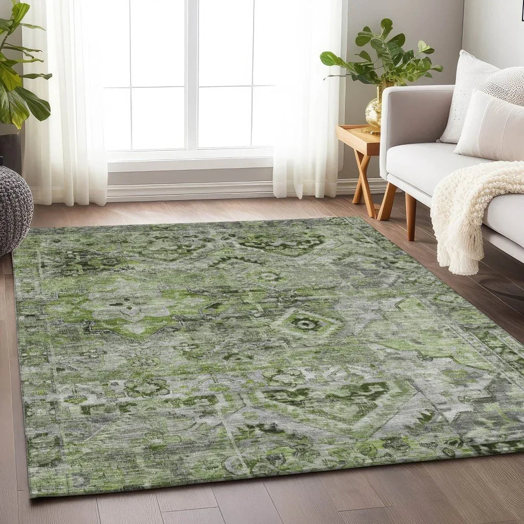LOOMLAN Rugs Aelain Aloe Washable Indoor-Outdoor Rug