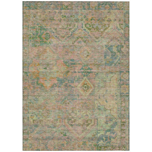 LOOMLAN Rugs Aelain Green Washable Indoor-Outdoor Rug