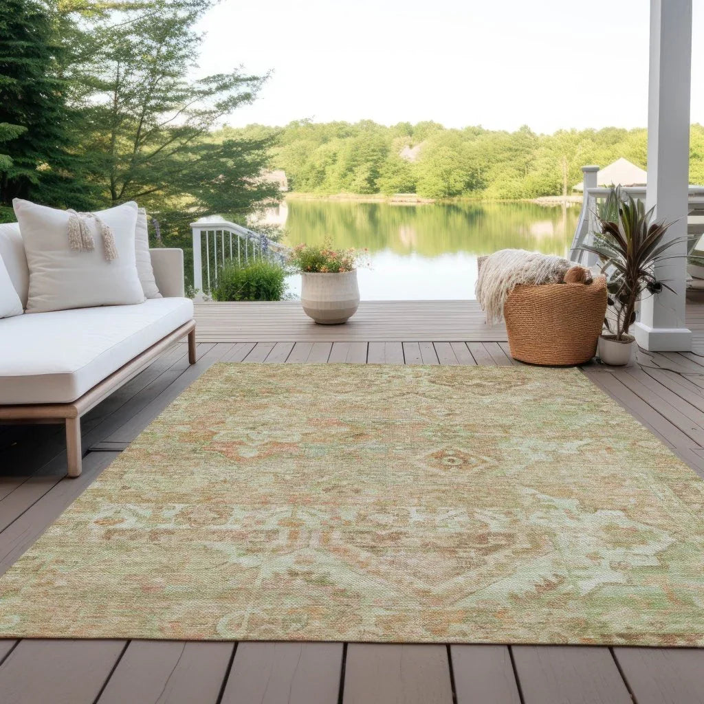 LOOMLAN Rugs Aelain Orange Washable Indoor-Outdoor Rug