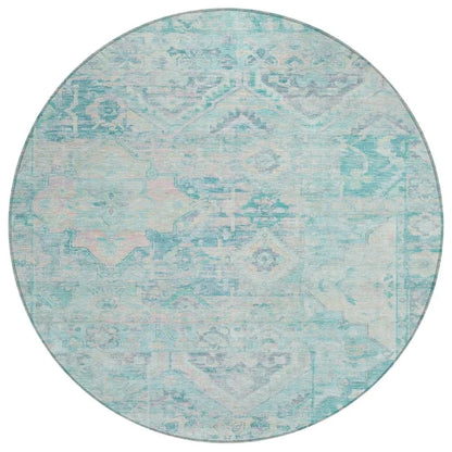 LOOMLAN Rugs Aelain Teal Washable Indoor-Outdoor Rug