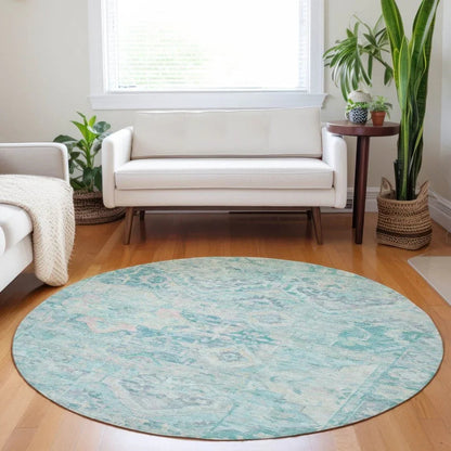 LOOMLAN Rugs Aelain Teal Washable Indoor-Outdoor Rug
