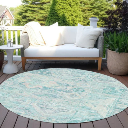 LOOMLAN Rugs Aelain Teal Washable Indoor-Outdoor Rug