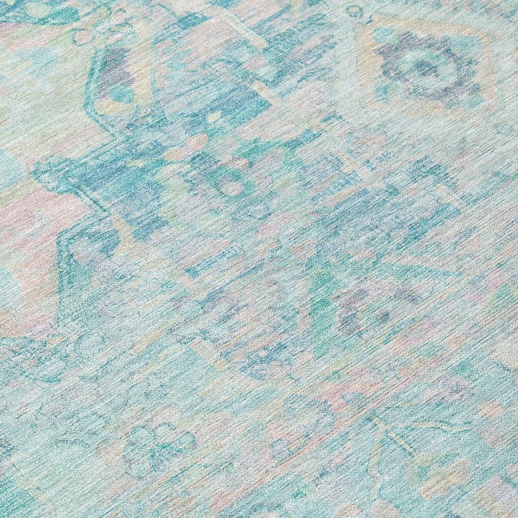 LOOMLAN Rugs Aelain Teal Washable Indoor-Outdoor Rug