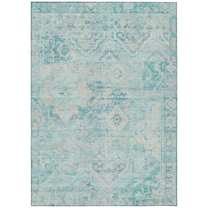 LOOMLAN Rugs Aelain Teal Washable Indoor-Outdoor Rug