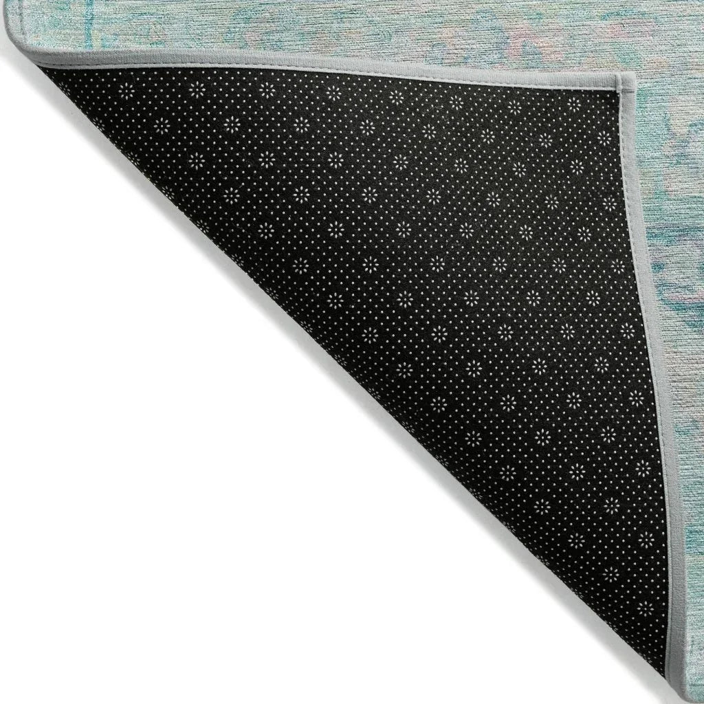 LOOMLAN Rugs Aelain Teal Washable Indoor-Outdoor Rug