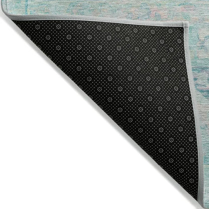 LOOMLAN Rugs Aelain Teal Washable Indoor-Outdoor Rug