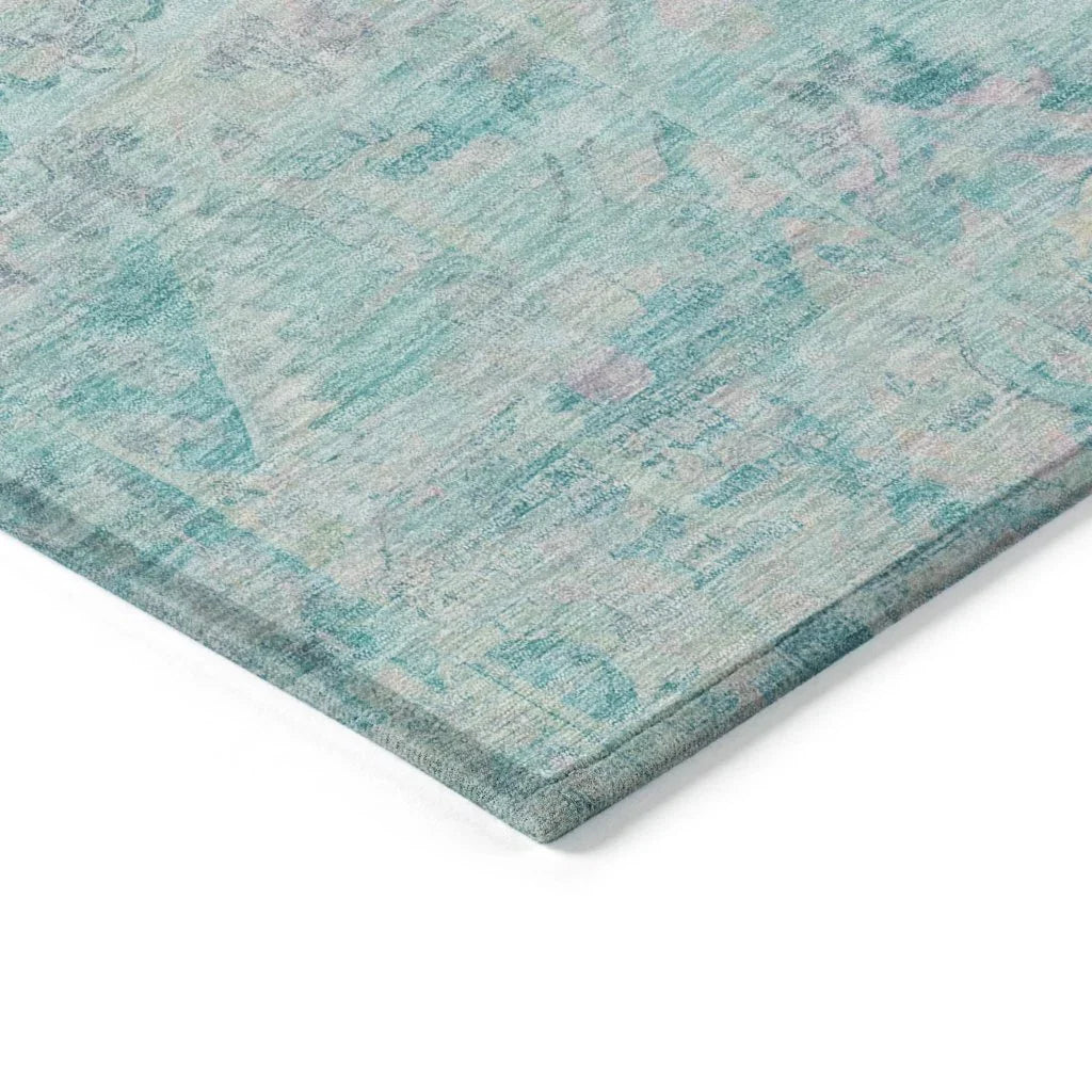 LOOMLAN Rugs Aelain Teal Washable Indoor-Outdoor Rug