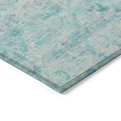 LOOMLAN Rugs Aelain Teal Washable Indoor-Outdoor Rug