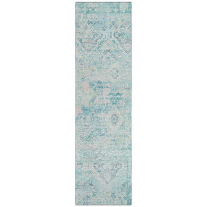 LOOMLAN Rugs Aelain Teal Washable Indoor-Outdoor Rug