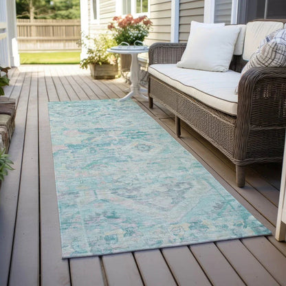 LOOMLAN Rugs Aelain Teal Washable Indoor-Outdoor Rug
