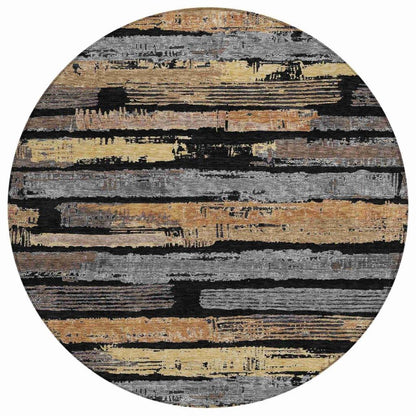 LOOMLAN Rugs Aelaris Black Washable Indoor-Outdoor Rug