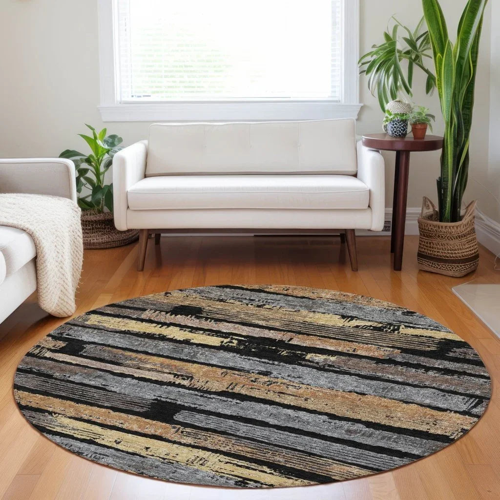 LOOMLAN Rugs Aelaris Black Washable Indoor-Outdoor Rug