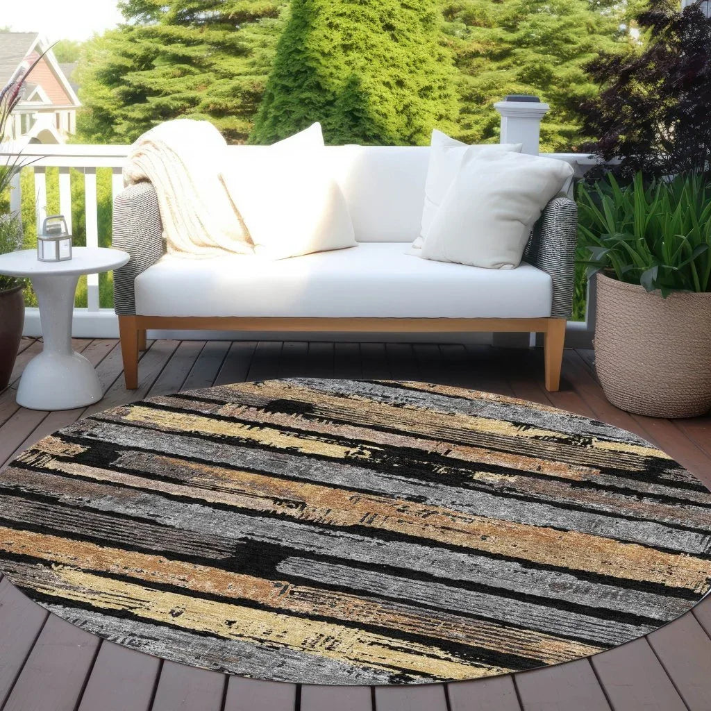 LOOMLAN Rugs Aelaris Black Washable Indoor-Outdoor Rug