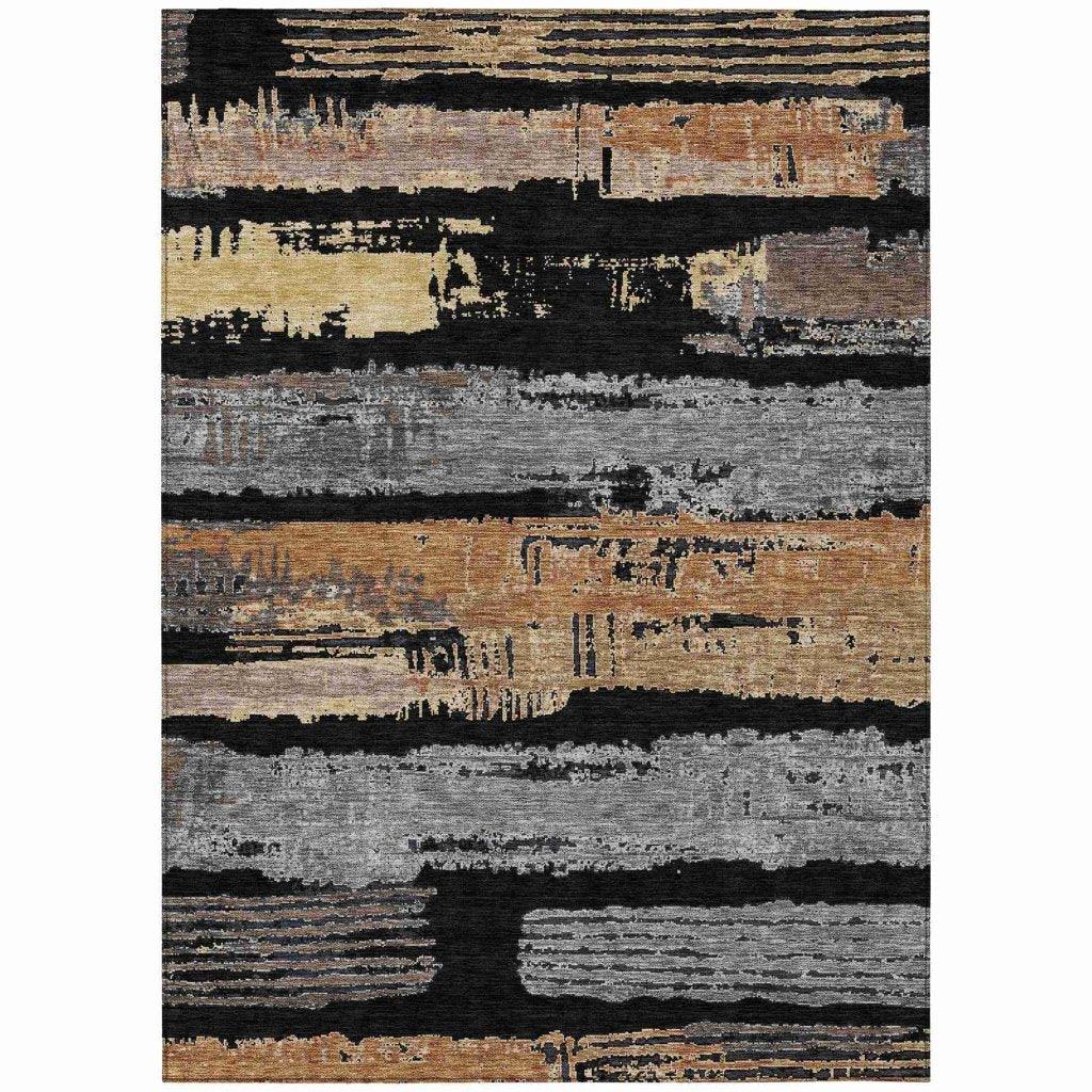 LOOMLAN Rugs Aelaris Black Washable Indoor-Outdoor Rug