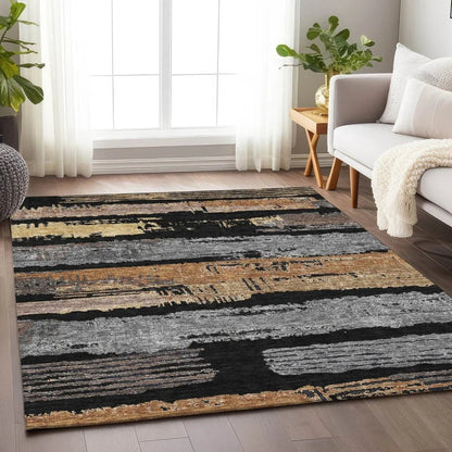 LOOMLAN Rugs Aelaris Black Washable Indoor-Outdoor Rug
