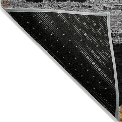 LOOMLAN Rugs Aelaris Black Washable Indoor-Outdoor Rug