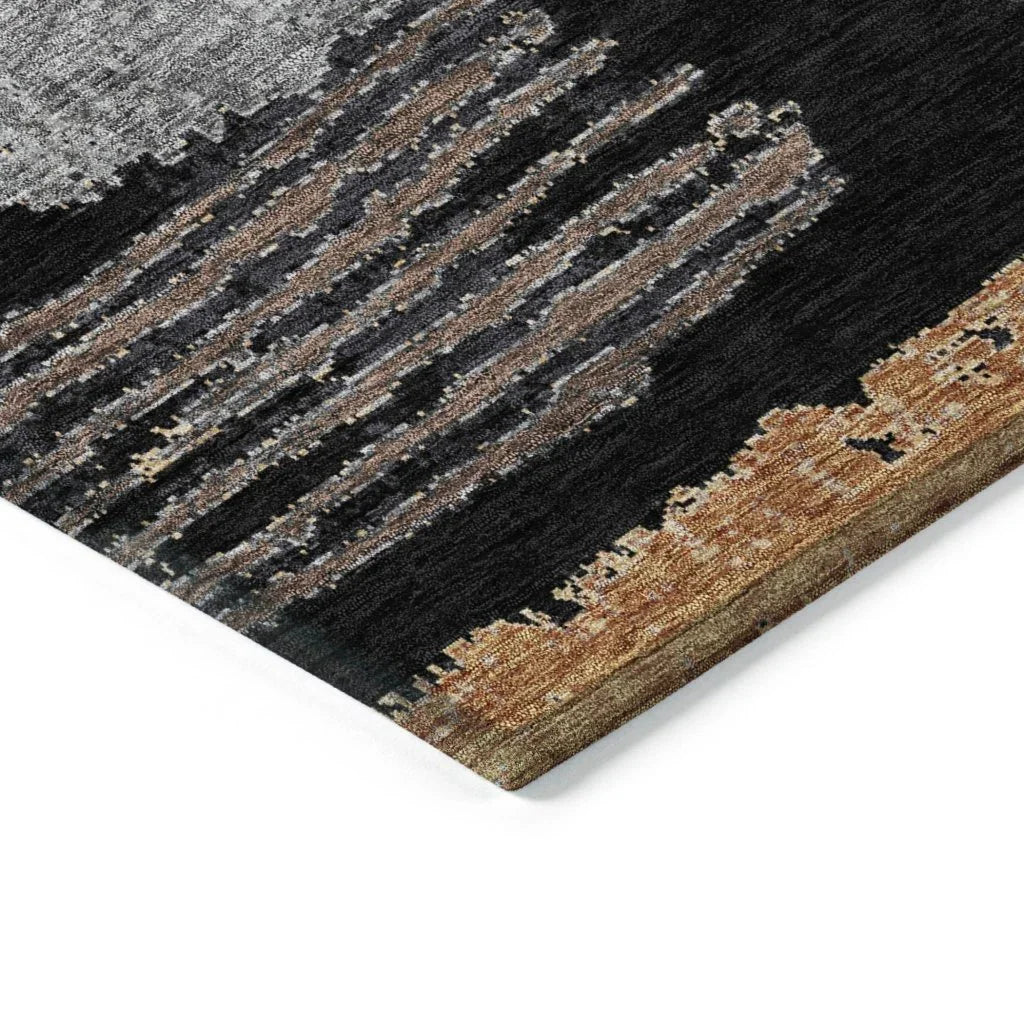 LOOMLAN Rugs Aelaris Black Washable Indoor-Outdoor Rug