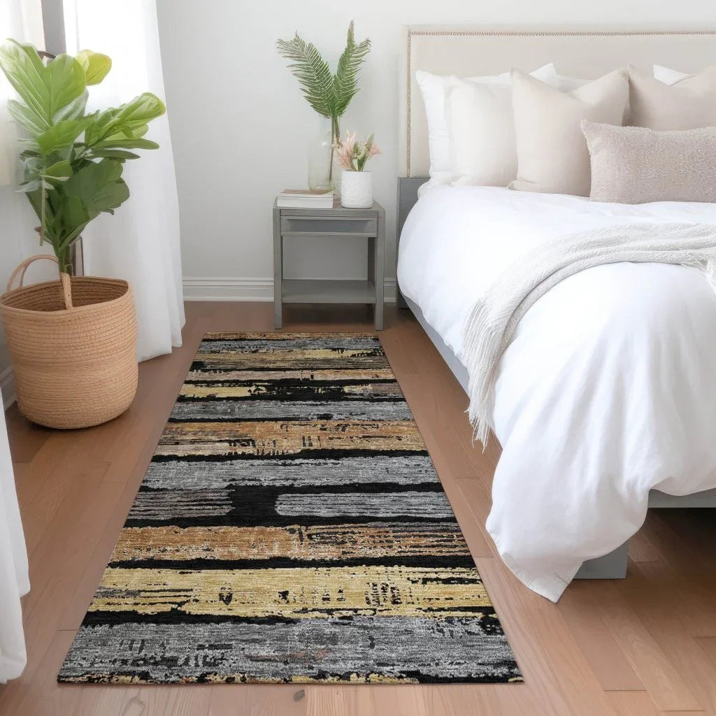 LOOMLAN Rugs Aelaris Black Washable Indoor-Outdoor Rug