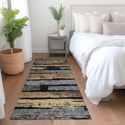 LOOMLAN Rugs Aelaris Black Washable Indoor-Outdoor Rug