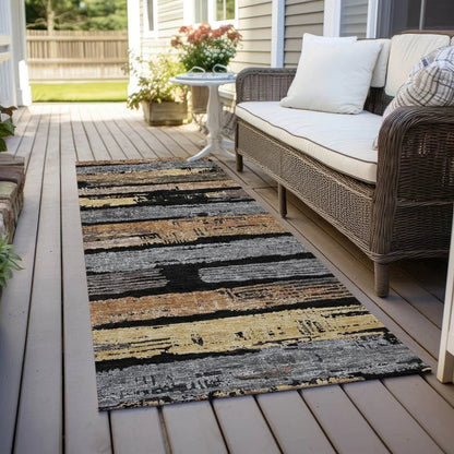 LOOMLAN Rugs Aelaris Black Washable Indoor-Outdoor Rug