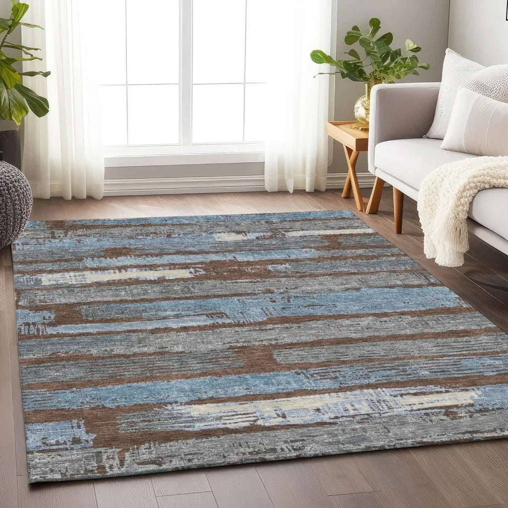 LOOMLAN Rugs Aelaris Chocolate Washable Indoor-Outdoor Rug