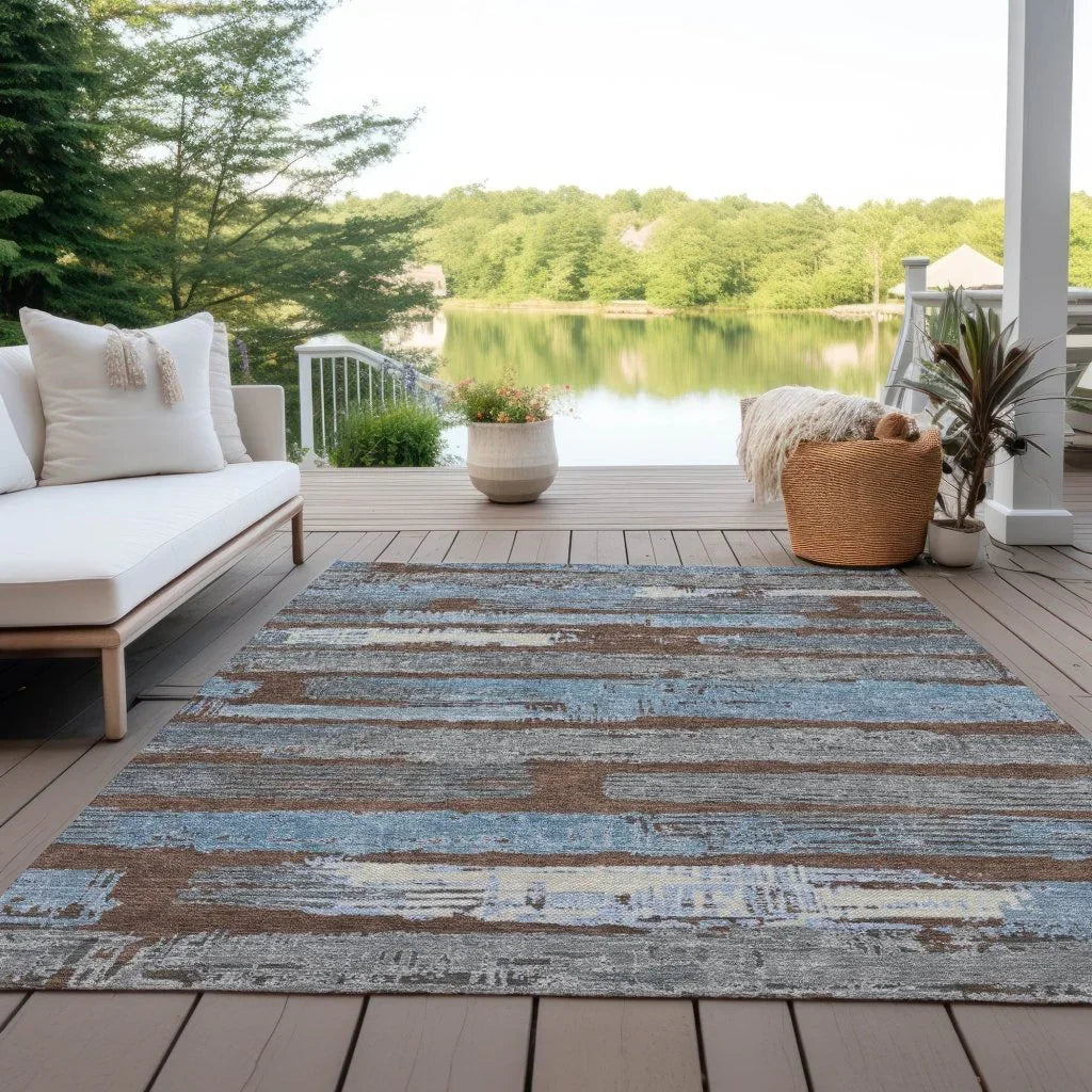 LOOMLAN Rugs Aelaris Chocolate Washable Indoor-Outdoor Rug