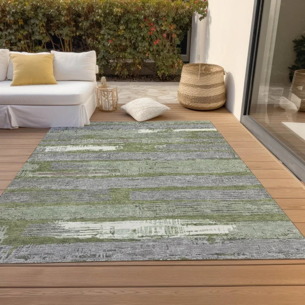 LOOMLAN Rugs Aelaris Green Washable Indoor-Outdoor Rug