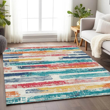 LOOMLAN Rugs Aelaris Ivory Washable Indoor-Outdoor Rug