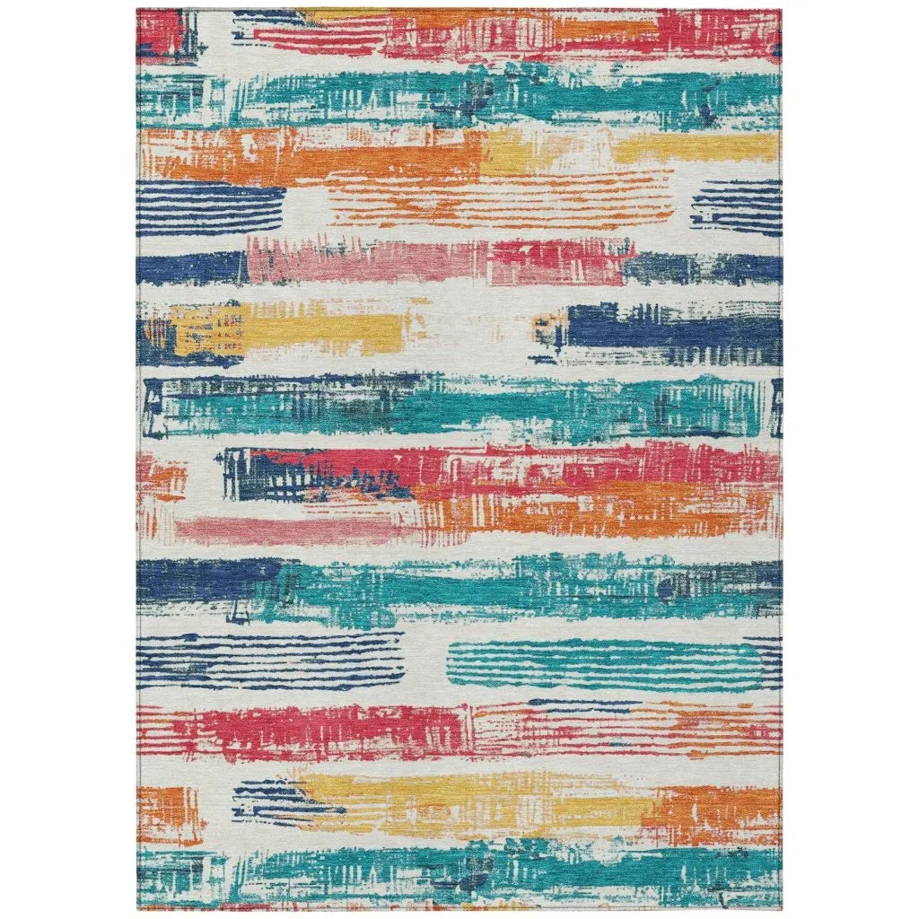 LOOMLAN Rugs Aelaris Ivory Washable Indoor-Outdoor Rug