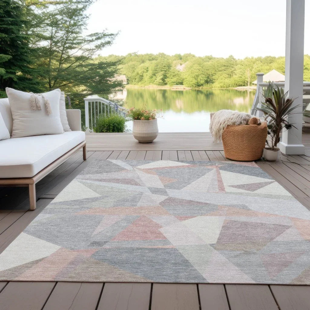 LOOMLAN Rugs Aelas Pink Washable Indoor-Outdoor Rug