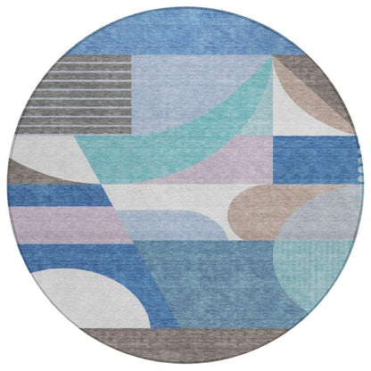 LOOMLAN Rugs Aeleth Blue Washable Indoor-Outdoor Rug