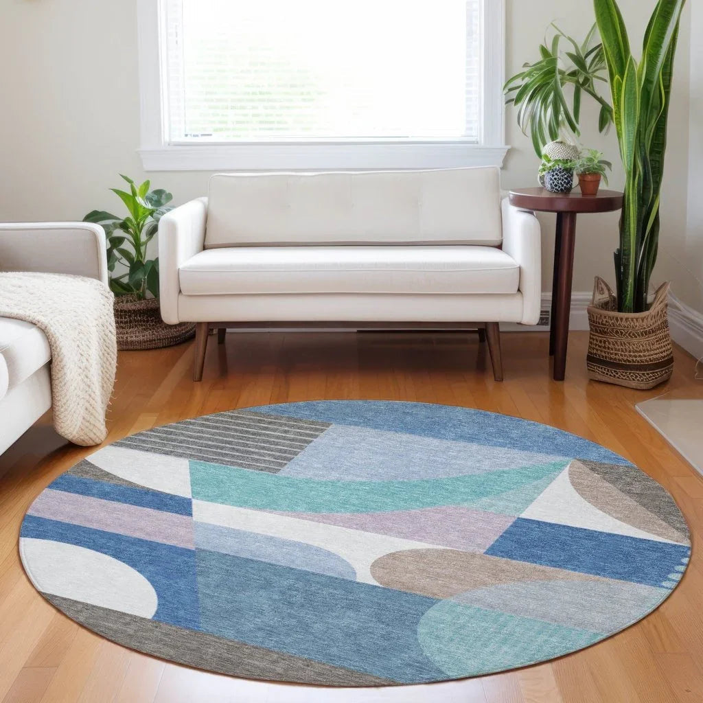 LOOMLAN Rugs Aeleth Blue Washable Indoor-Outdoor Rug
