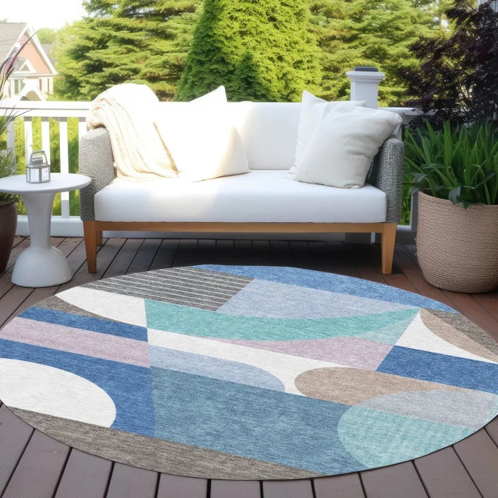 LOOMLAN Rugs Aeleth Blue Washable Indoor-Outdoor Rug