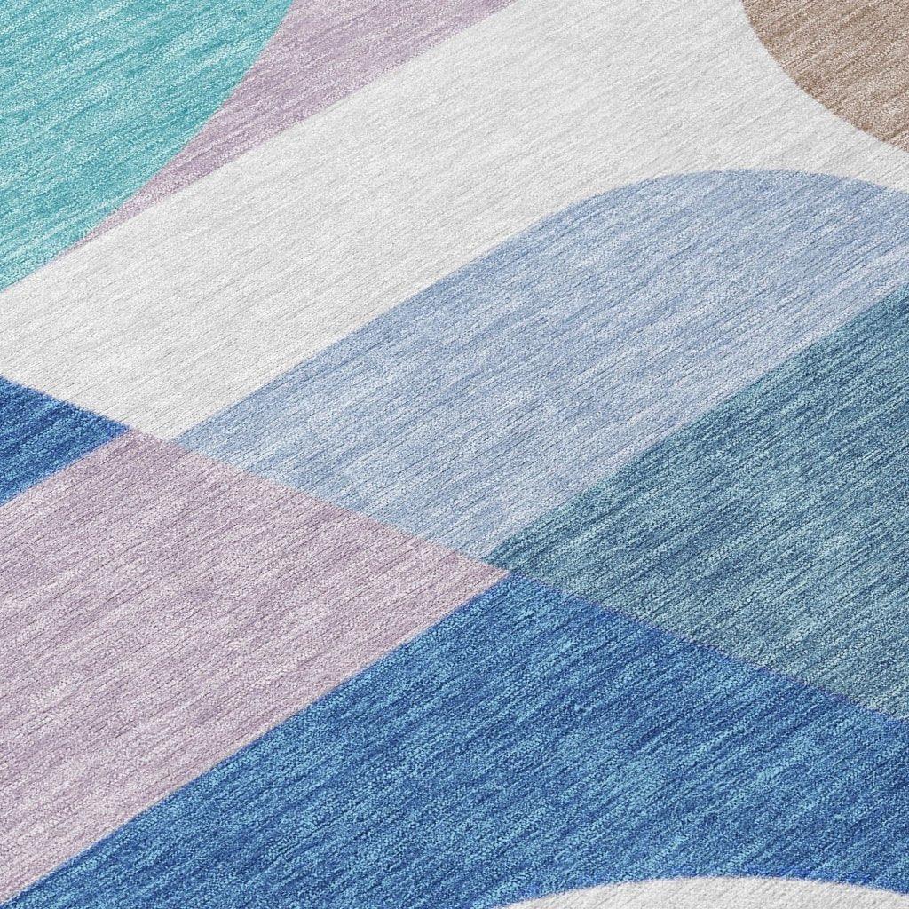 LOOMLAN Rugs Aeleth Blue Washable Indoor-Outdoor Rug