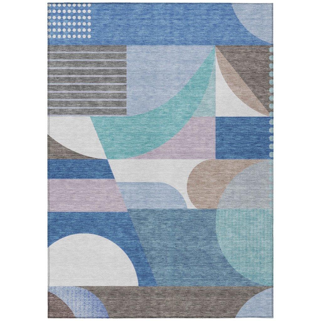 LOOMLAN Rugs Aeleth Blue Washable Indoor-Outdoor Rug