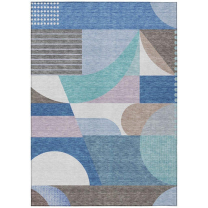 LOOMLAN Rugs Aeleth Blue Washable Indoor-Outdoor Rug