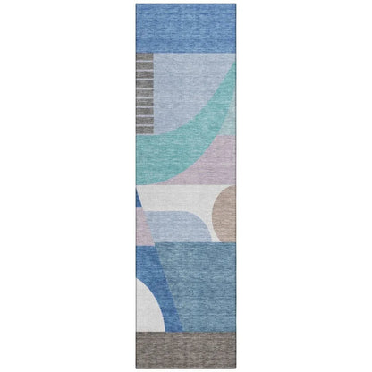 LOOMLAN Rugs Aeleth Blue Washable Indoor-Outdoor Rug